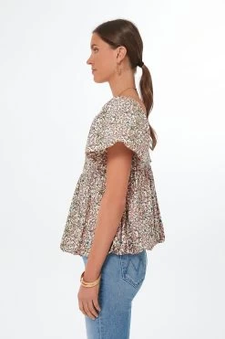 Floral Puff Sleeve Smocked Scoop Neck Virginia Blouse -Vogue Vista Clothing 04hPVB3wkQ7owamdsMJSNIGkMEhPf4vs 1