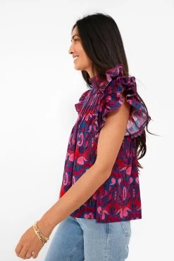 Exclusive Blue Kazak Pintuck Ruffle Top -Vogue Vista Clothing 0zzdyy9Gt7mvYPU3lK5OZMkhjoz5XDEO 1