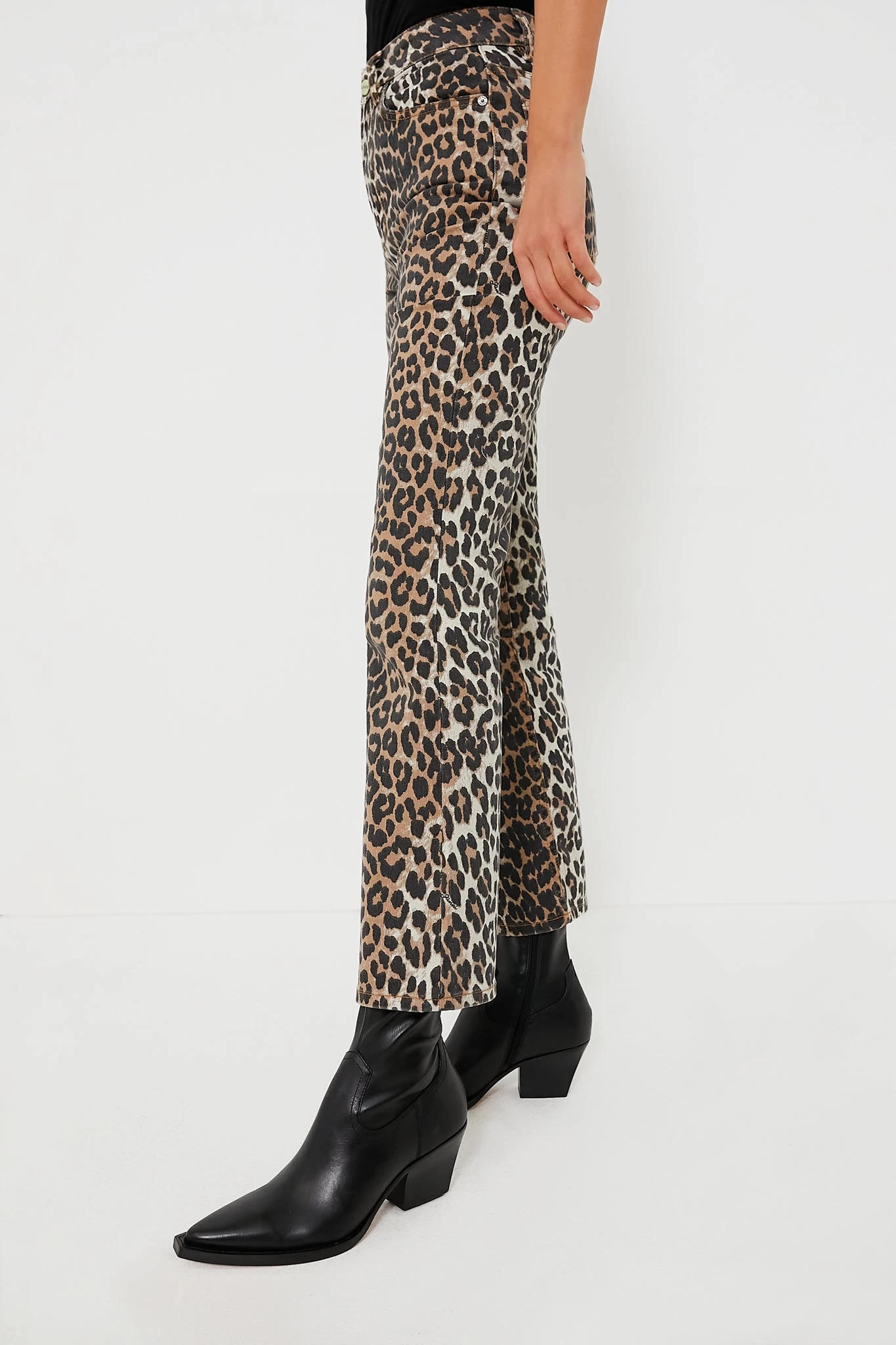 Ganni Leopard Print Denim Betzy Cropped 3 Ganni Leopard Print Denim Betzy Cropped - Image 3