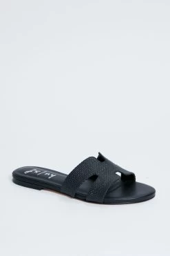Black Raffia Alibi Sandals