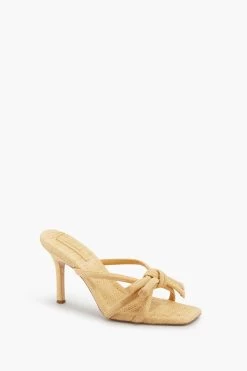 Loeffler Randall Natural Straw Margi Bow Heeled Sandal