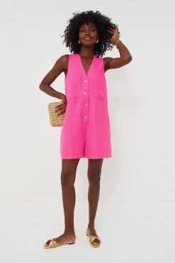 Hot Pink Textured Myla Romper -Vogue Vista Clothing 2NIhB5AcyRM08DxokpIX6LqD25eKPY70 1