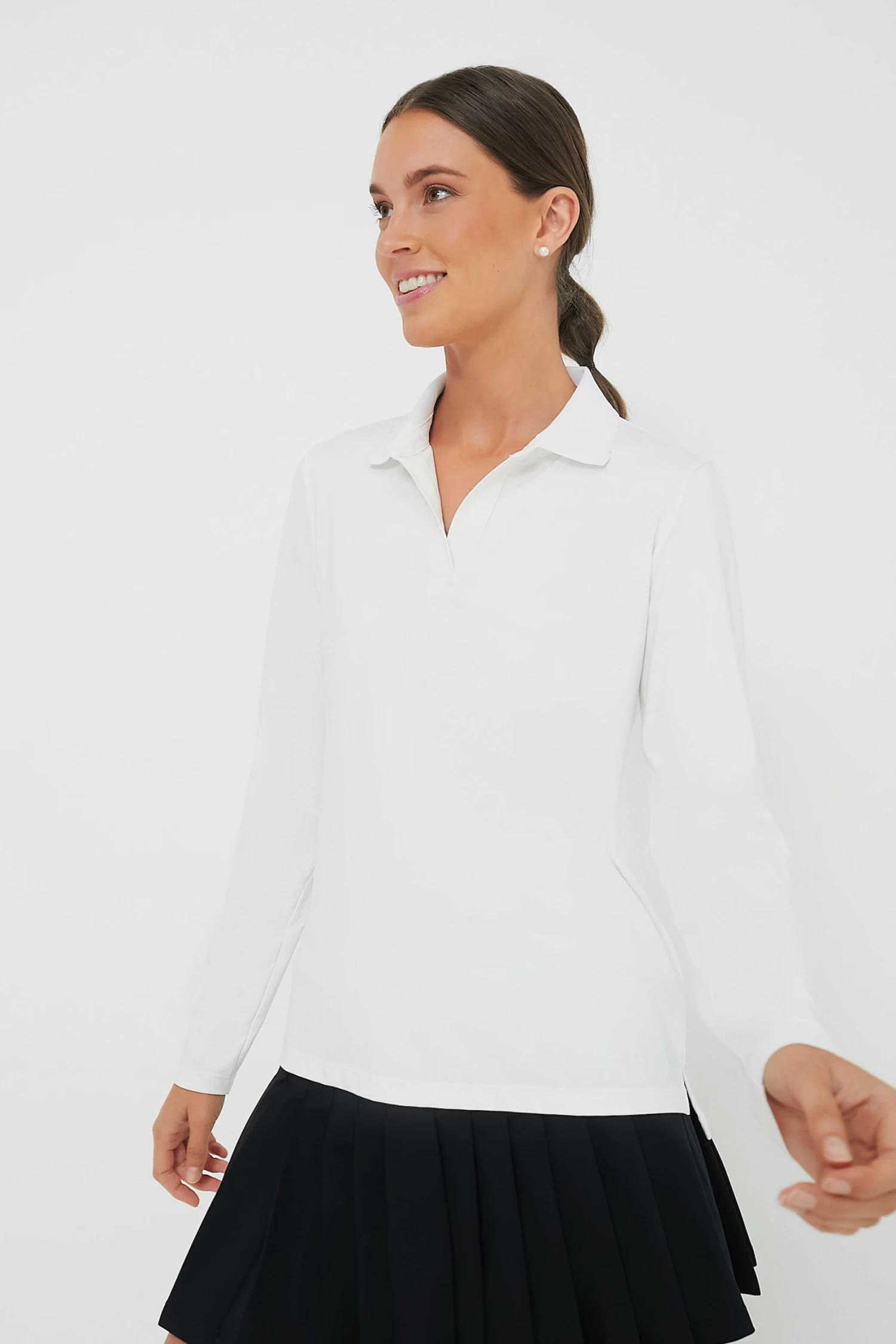 White Long Sleeve Caroline Polo 1 White Long Sleeve Caroline Polo