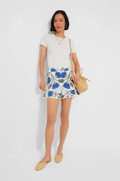 White And Klein Blue High Waist Shorts With Bellflower Block Print -Vogue Vista Clothing 3CAi92Ubiw4VxV50T4SEJfdWEcgcSIJw 1