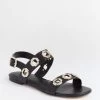 Black Leather Milan Flat Sandals