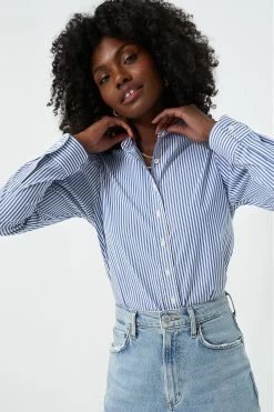 Blue And White Stripe Puffed Shoulder Shirt -Vogue Vista Clothing 5lXgqe5S0Zhz6Q8J82NFFvU69IKxyrG5 1