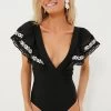 Black Katya Embroidered One Piece