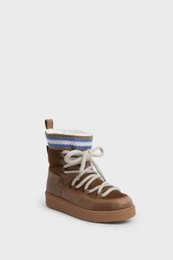 Brown Cosmos Leather Wool-Lined Boots