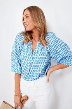 Vineyard Vines Island Ocean Breeze Seastitch Block Print Popover