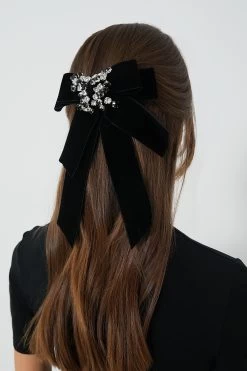 Black Velvet And Crystal Beth Bow