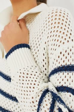 White Stripe Mesh Fischer Sweater -Vogue Vista Clothing 8DGfyc3KN4gTXOLM9cxjNpS3laFoJlOd 1