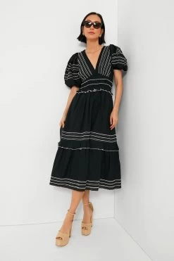 Black Mable Cambric Puff Sleeve Midi Dress -Vogue Vista Clothing 8JVSd4zxCP5KtuRwqkknOlBuIl7AVYUc 1