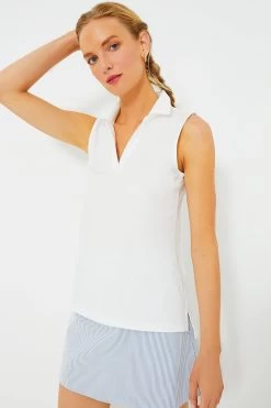 White Sleeveless Caroline Polo