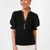 Black Livia Puff Sleeve Top