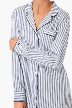 Navy French Ticking Nightshirt -Vogue Vista Clothing AZOGHwn32E4rb9OBzupQJIhLgYL8Q6ye 1