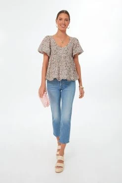 Floral Puff Sleeve Smocked Scoop Neck Virginia Blouse -Vogue Vista Clothing BVmZkFXBUjSicXOUXqShysVNG4exAMfU 1