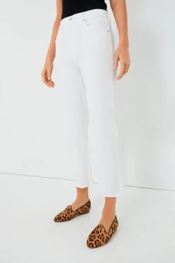 White Sabine Straight Raw Hem