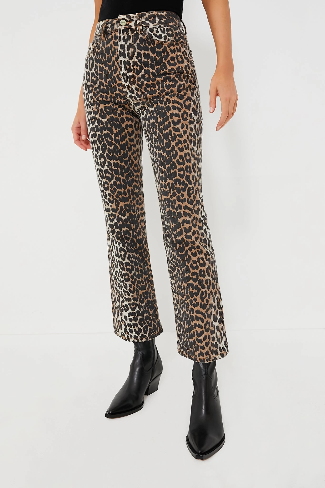 Ganni Leopard Print Denim Betzy Cropped 1 Ganni Leopard Print Denim Betzy Cropped