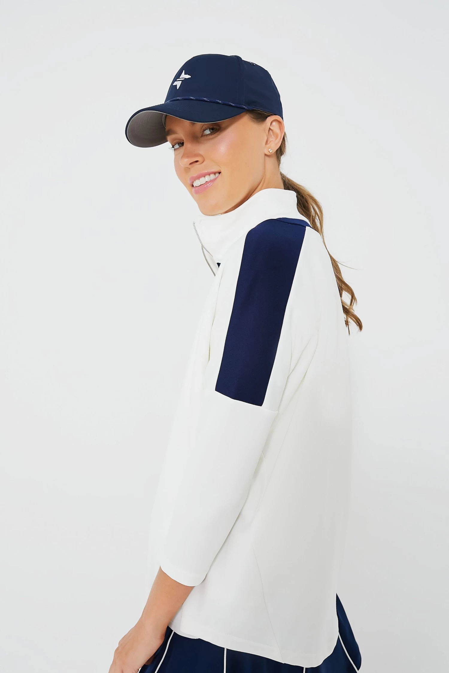 White And Navy Amelie Quarter Zip 3 White And Navy Amelie Quarter Zip - Image 3