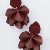 Chocolate Brown Silk And Leather Orchid Earrings