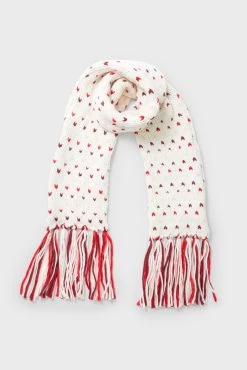 Lollipop Red Hand Knitted Multi Mini Heart Scarf