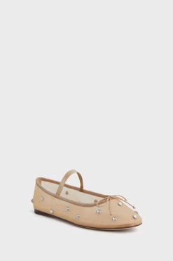 Loeffler Randall Caramel Mesh With Clear Rhinestone Leonie Flats