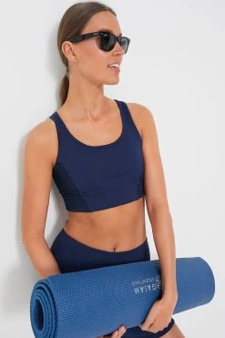 Navy Cane Jean Sports Bra