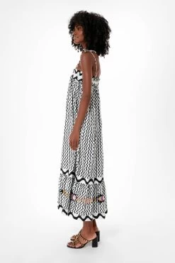 Black Ripple Tie Strap Smocked Straight Midi Dress -Vogue Vista Clothing FXtyQLq0xS9nXiIxuKeVMcvwQRT7KQRE 1