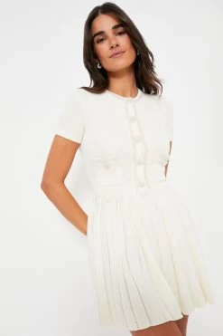 SELF PORTRAIT Cream Knit Mini Dress