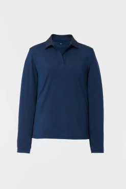 Navy Long Sleeve Caroline Polo -Vogue Vista Clothing I1j5o7TAWlVB5vQCf8yc81PfWfsNMRVw 1