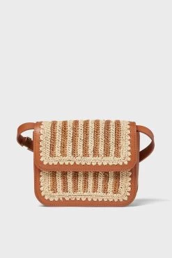 Loeffler Randall Natural Brown Kenton Crochet Crossbody