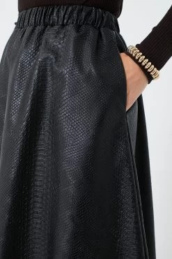 Black Vilma Vegan Leather Embossed Skirt -Vogue Vista Clothing IEMmtQDjvCtUsYwJN9Iy1rXoO8wbTwJi 1