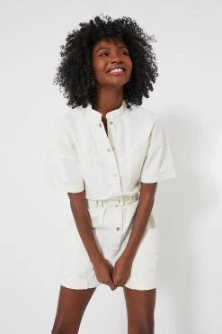 Isabel Marant Etoile Ecru Kiara Summer Cotton Poplin Romper