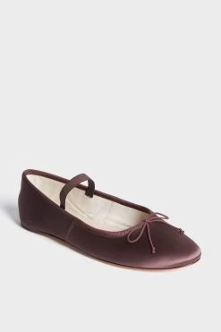 Loeffler Randall Chocolate Brown Satin Leonie Soft Ballet Flats