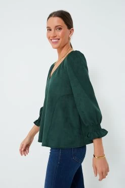 Malachite Suede Easton Blouse -Vogue Vista Clothing JeYZhUFsjbEguUPIqK6qiKdW6VL6WcLO 1