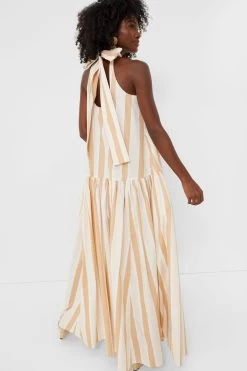 Staud Sand Stripe Midi Marlowe Dress -Vogue Vista Clothing JjpscaRliDk7O9d6d7LFtqdborEs0c5N 1