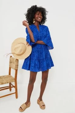 Blue Tiered V-Neck Quidnet Mini Dress -Vogue Vista Clothing LI84QgnJxwcDnmh3L9GxFT4nTKlZ1iua 1