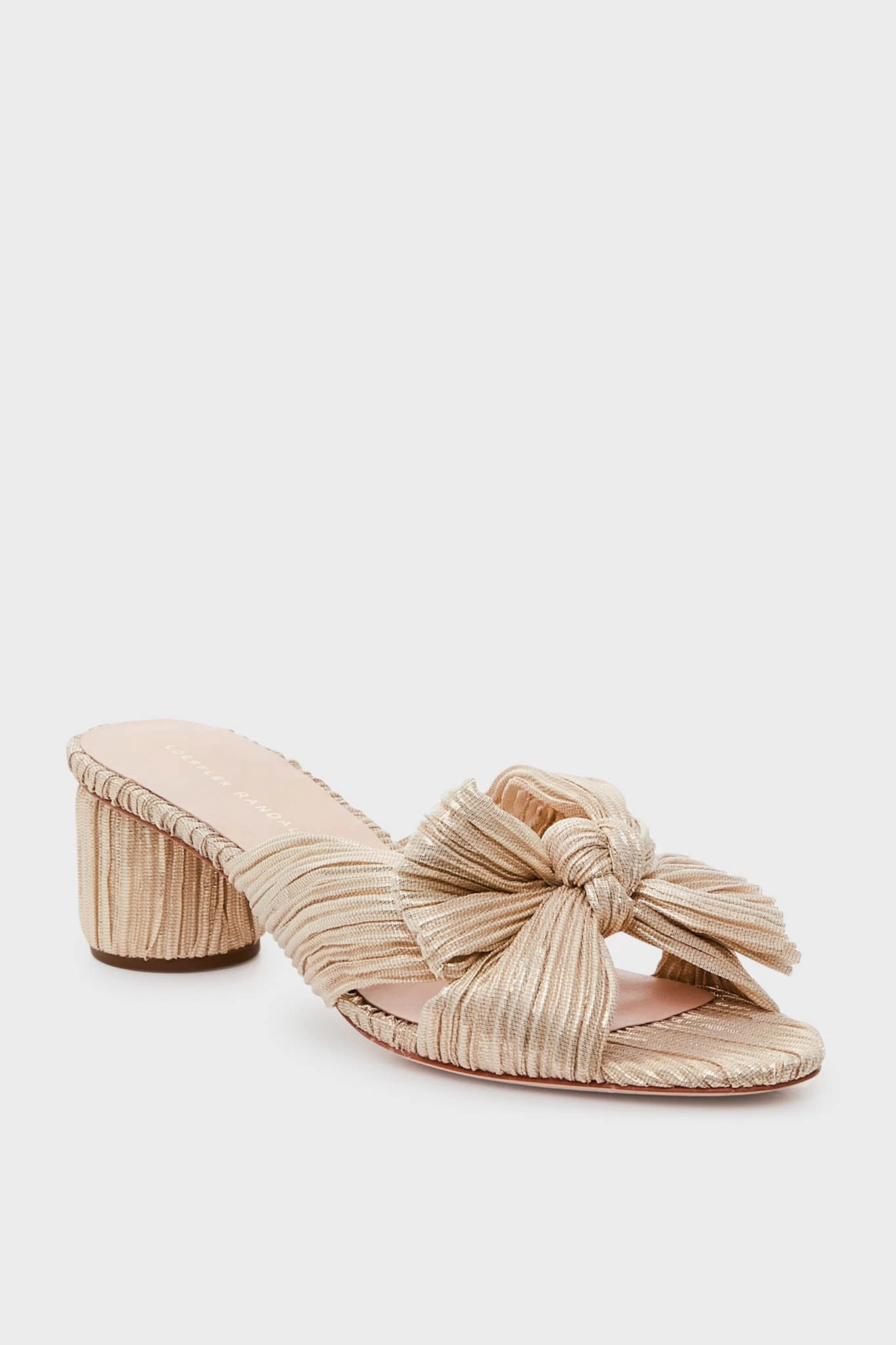 Loeffler Randall Exclusive Platinum Emilia Pleated Knot Mules 1 Loeffler Randall Exclusive Platinum Emilia Pleated Knot Mules