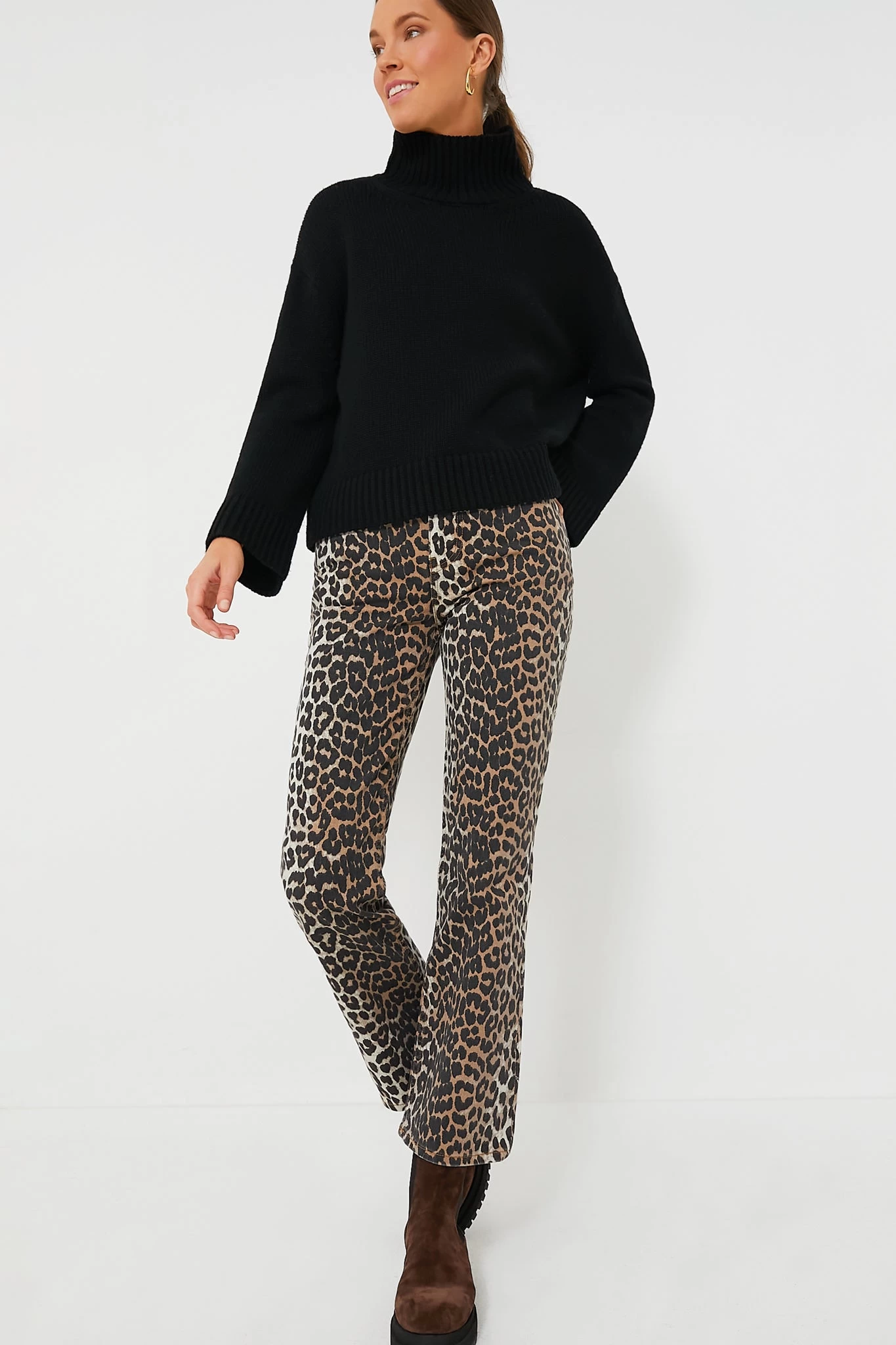 Ganni Leopard Print Denim Betzy Cropped 2 Ganni Leopard Print Denim Betzy Cropped - Image 2