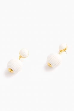 White Petite Woven Lantern Earrings