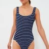 Navy And White Classic Square Neck One Piece