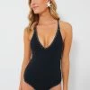 Marysia Black With Coconut Embroidery Sole Maillot