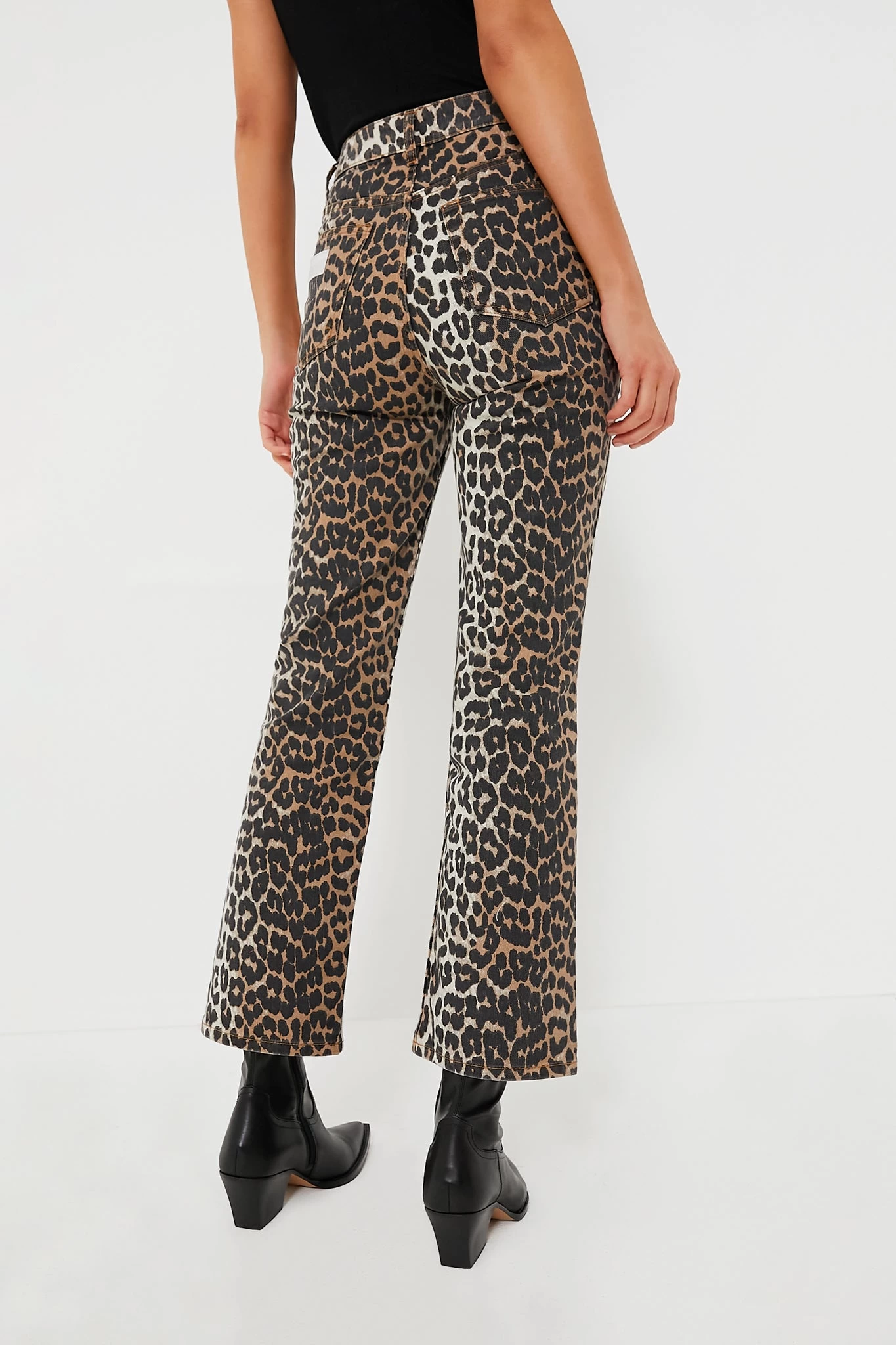 Ganni Leopard Print Denim Betzy Cropped 4 Ganni Leopard Print Denim Betzy Cropped - Image 4