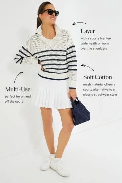 White Stripe Mesh Fischer Sweater -Vogue Vista Clothing Qi34zJq15ri4NXfDNIKn9os7mFgEa5Hn 1