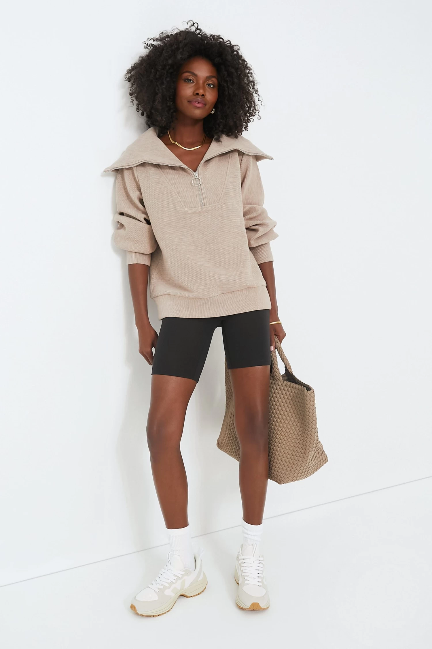 Varley Taupe Marl Vine Half Zip 2 Varley Taupe Marl Vine Half Zip - Image 2