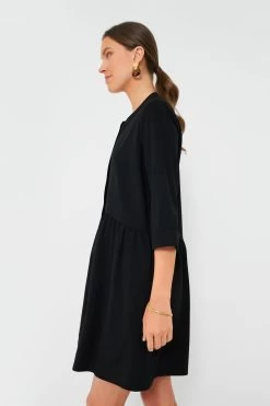 Black Stretch Crepe Royal Shirt Dress -Vogue Vista Clothing RuxXGkMuqC4a1QI0aXNKJprHPwcV6GZD 1