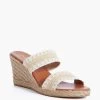 Beige And White Nolita Raffia Wedges