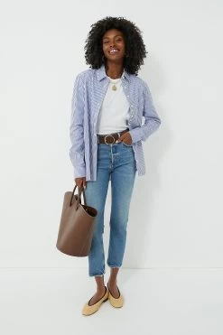 Blue And White Stripe Boyfriend Shirt -Vogue Vista Clothing SxApKpKin7uvOCV5xH4TW0Pb7NfkspNF 1