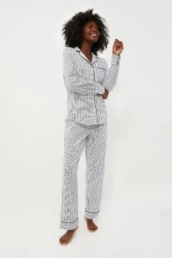 Navy French Ticking Pajama Set -Vogue Vista Clothing TEp5OAJ1BnrzOwtMeMD0OKlnQSLYEesE 1