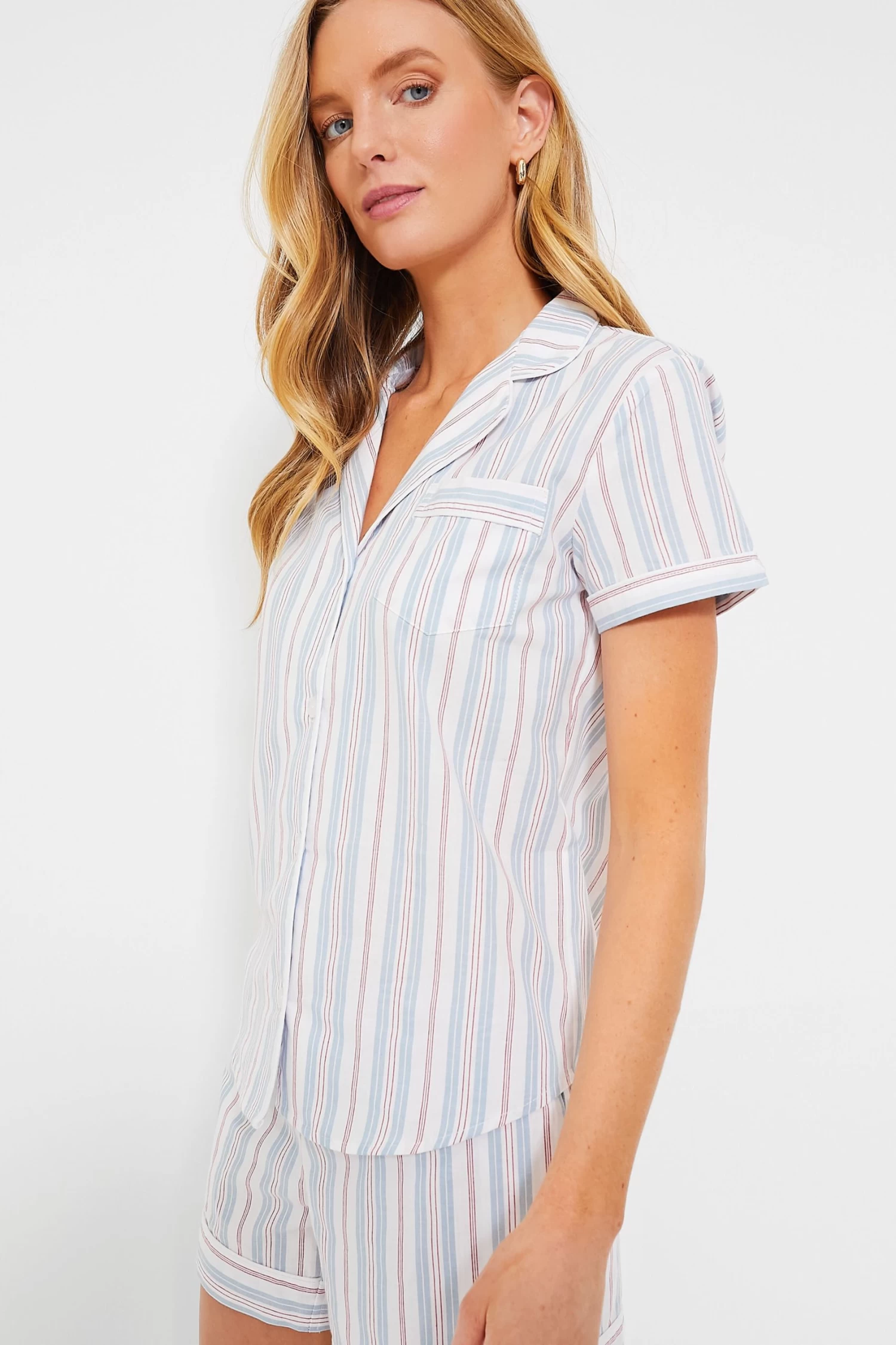 Women's Vintage French Stripes Short Sleeve Short Set 3 Women's Vintage French Stripes Short Sleeve Short Set - Image 3